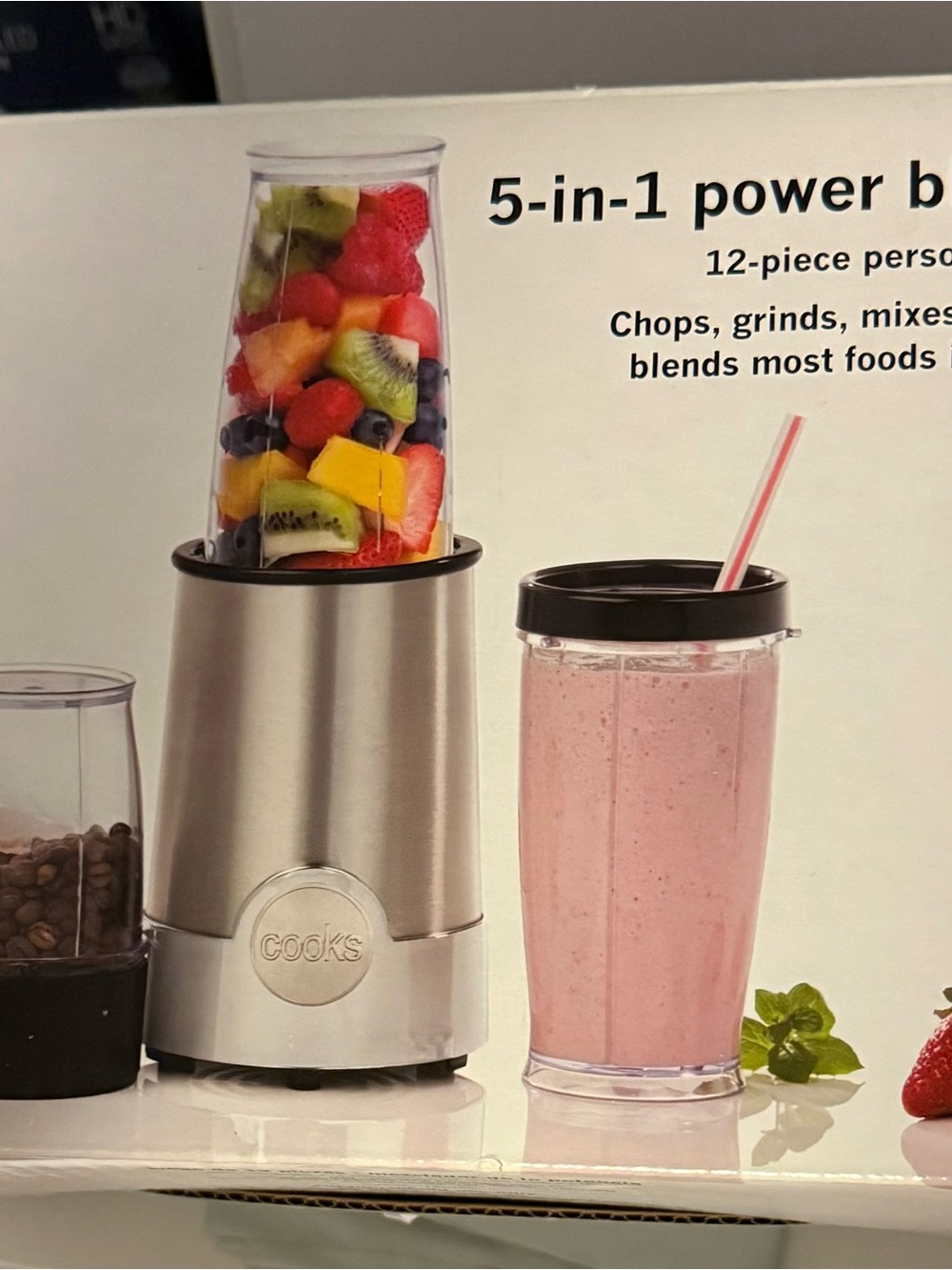 5-in-1 Personal Blender - Stainless Steel with Pink Cup